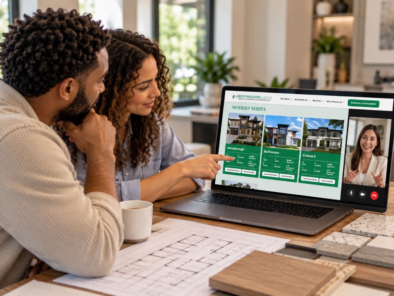 Architect reviewing home floor plans