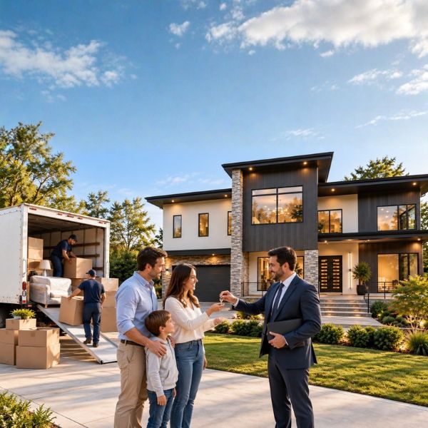Move in A couple holding up the keys to their new home